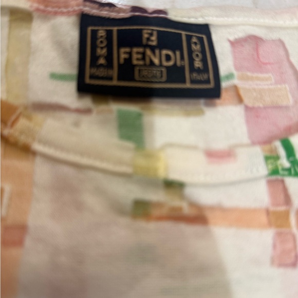 Fendi Jeans cotton blouse with a geometric pattern size M-L made in Italy EUC - Picture 4 of 10